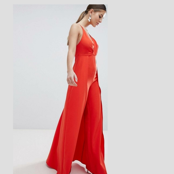 Drape bodice jumpsuit with wide leg and overlay - Picture 4 of 4